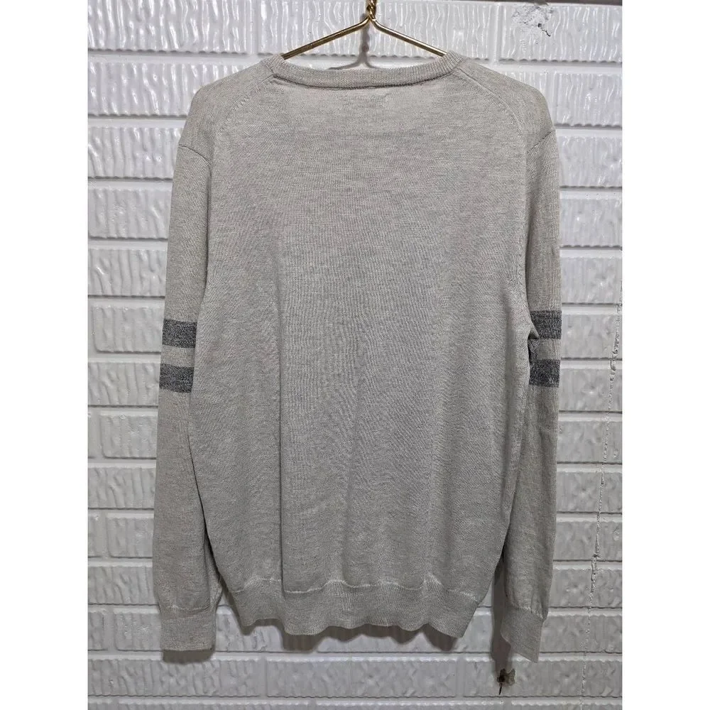Sonoma Men's Gray Crew Neck Long Sleeves Cotton Blend Pullover Sweater Large NWT